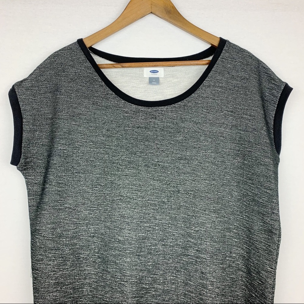 Old Navy Thick Box Cut Crop Top Black Hem Sweater - Picture 4 of 11
